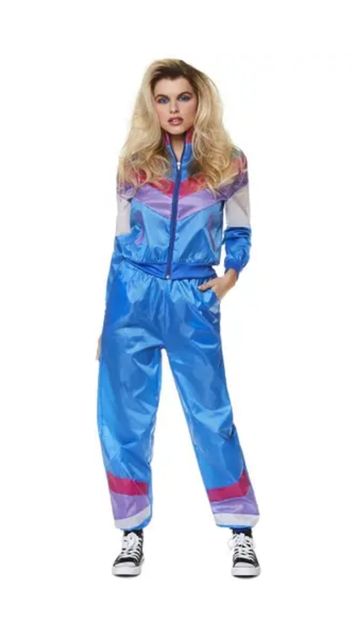 80S BLUE SHELL SUIT WOMEN'S COSTUME SMALL 6-8