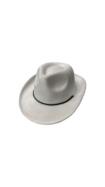 ADULT'S WHITE VELVET GANGSTER COWBOY HAT