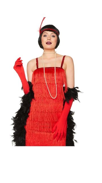 ROARING 20S 1920 RED FLAPPER DRESS WOMEN'S COSTUME