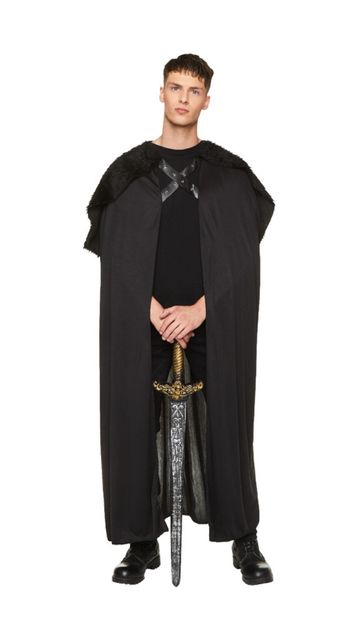 MEDIEVAL KNIGHT BLACK FUR CAPE