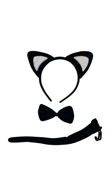 FANCY BLACK CAT ANIMAL COSTUME ACCESSORY SET