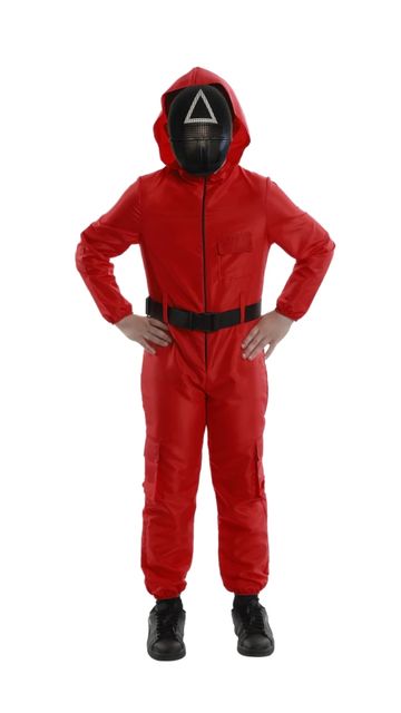 Squid GAME TRIANGLE SUPERVISOR RED UNIFORM CHILD'S COSTUME