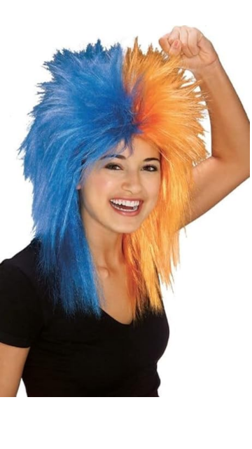 Sports fan wig orange and blue SoulofHalloween