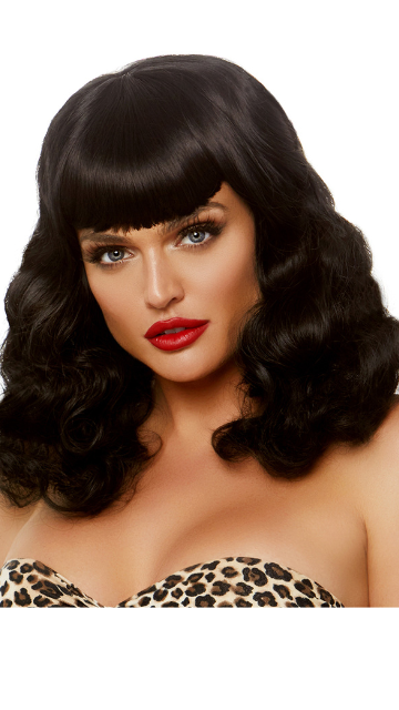 16" Black Retro Curly Bob Wig - SoulofHalloween