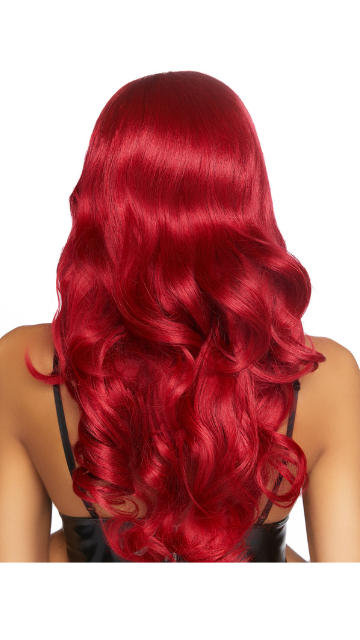 24" Red Misfit Wavy Wig with Bangs - SoulofHalloween