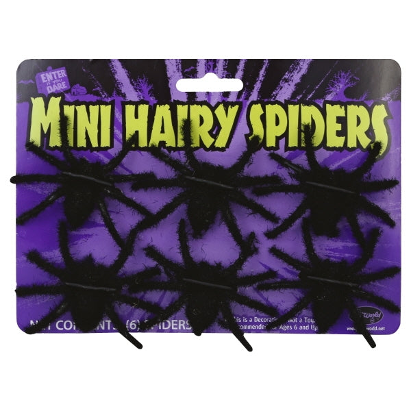 Mini Hairy Spiders Adult Decoration 2 Black 2 Brown 2 Grey