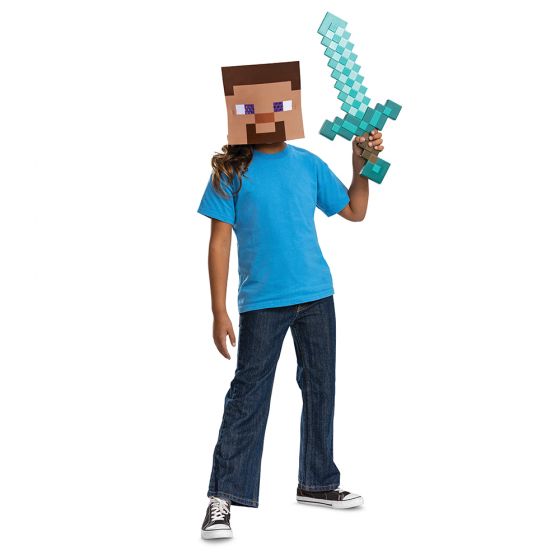 Minecraft Sword and Steve Mask Set