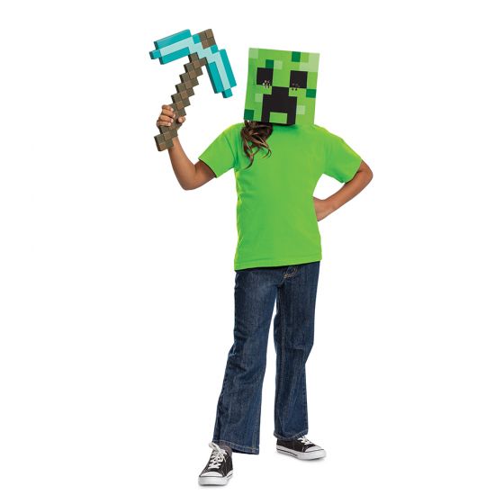 Minecraft Creeper Mask and Pickaxe Set