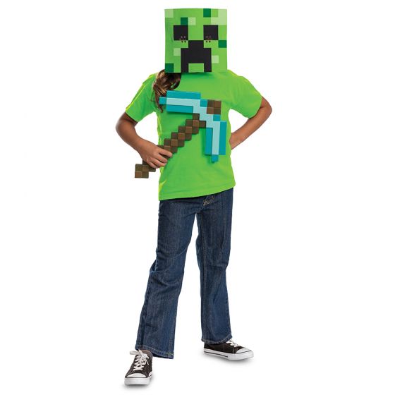 Minecraft Creeper Mask and Pickaxe Set