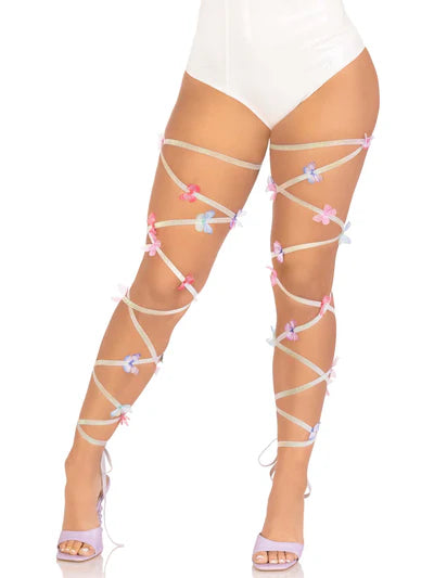 Iridescent Glitter Butterfly Leg Wraps MULTICOLOUR