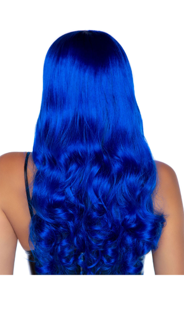 24" Blue Misfit Wavy Wig with Bangs - SoulofHalloween