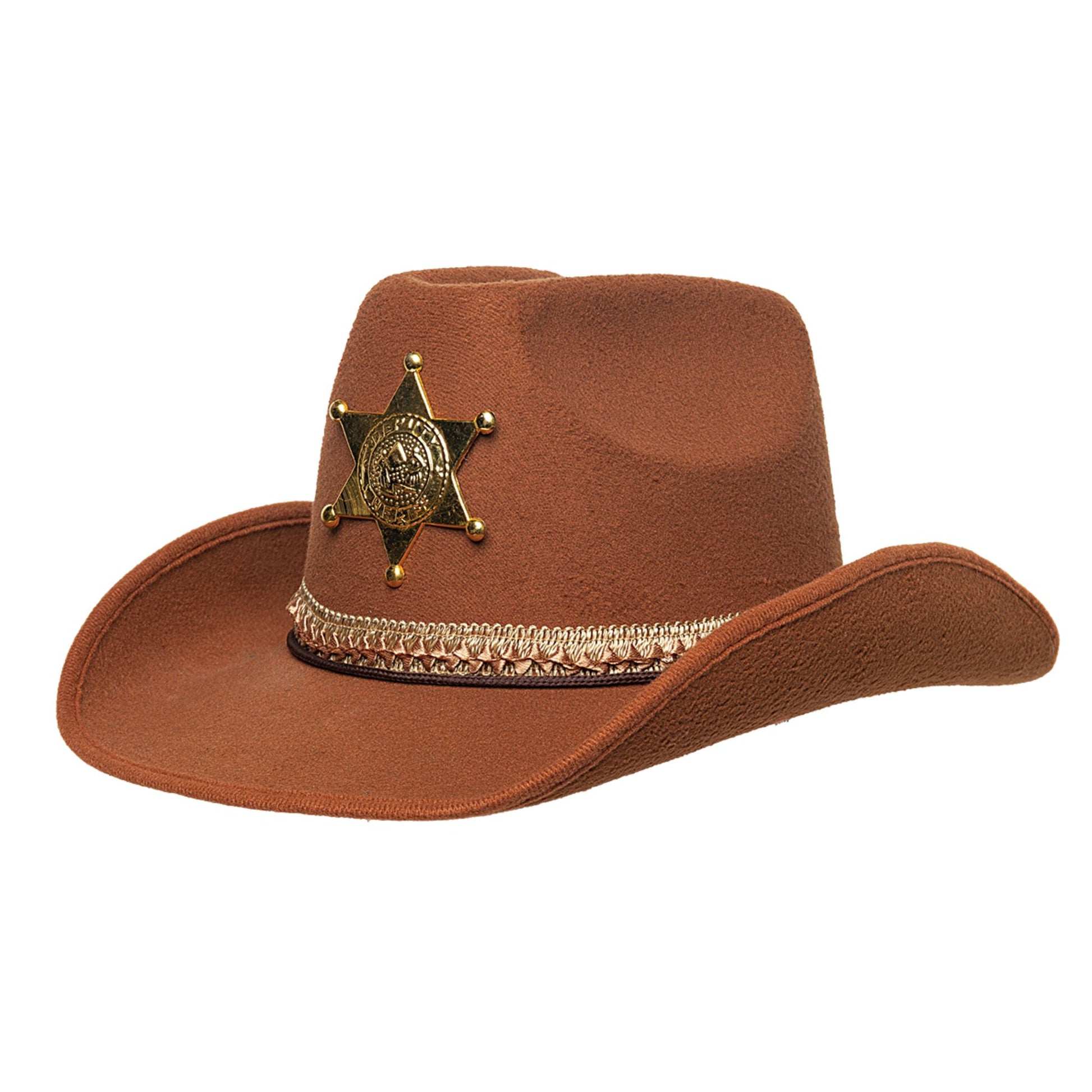 Brown Sheriff Hat with Badge