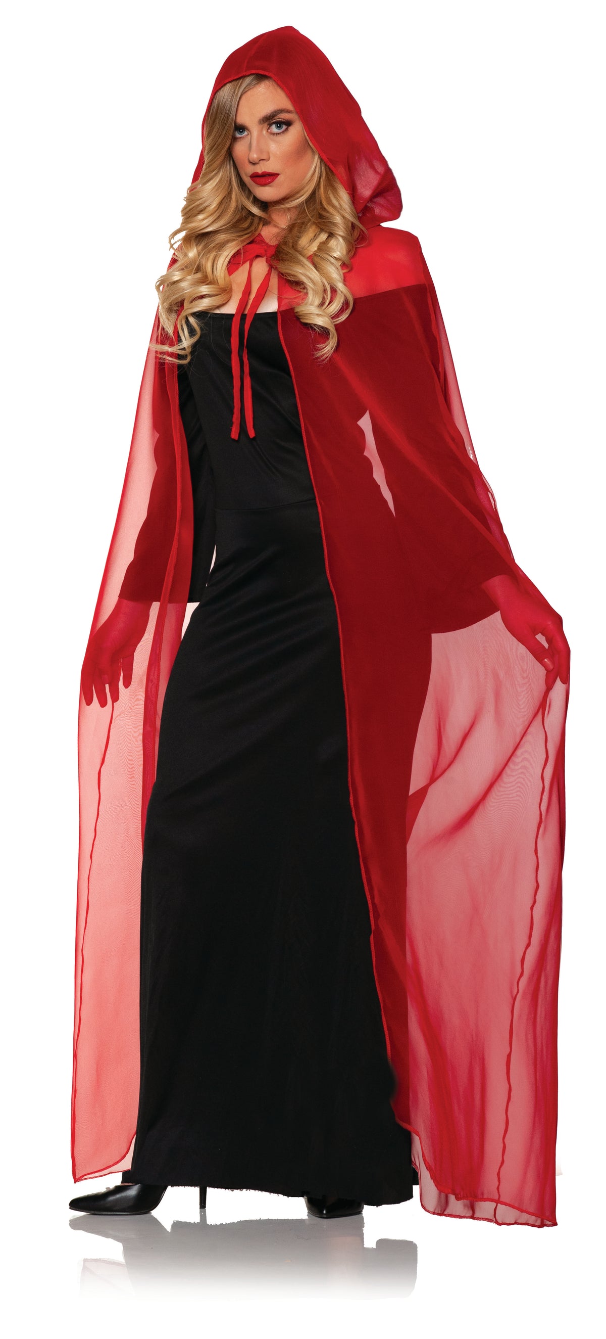 Red Chiffon Hooded Cape