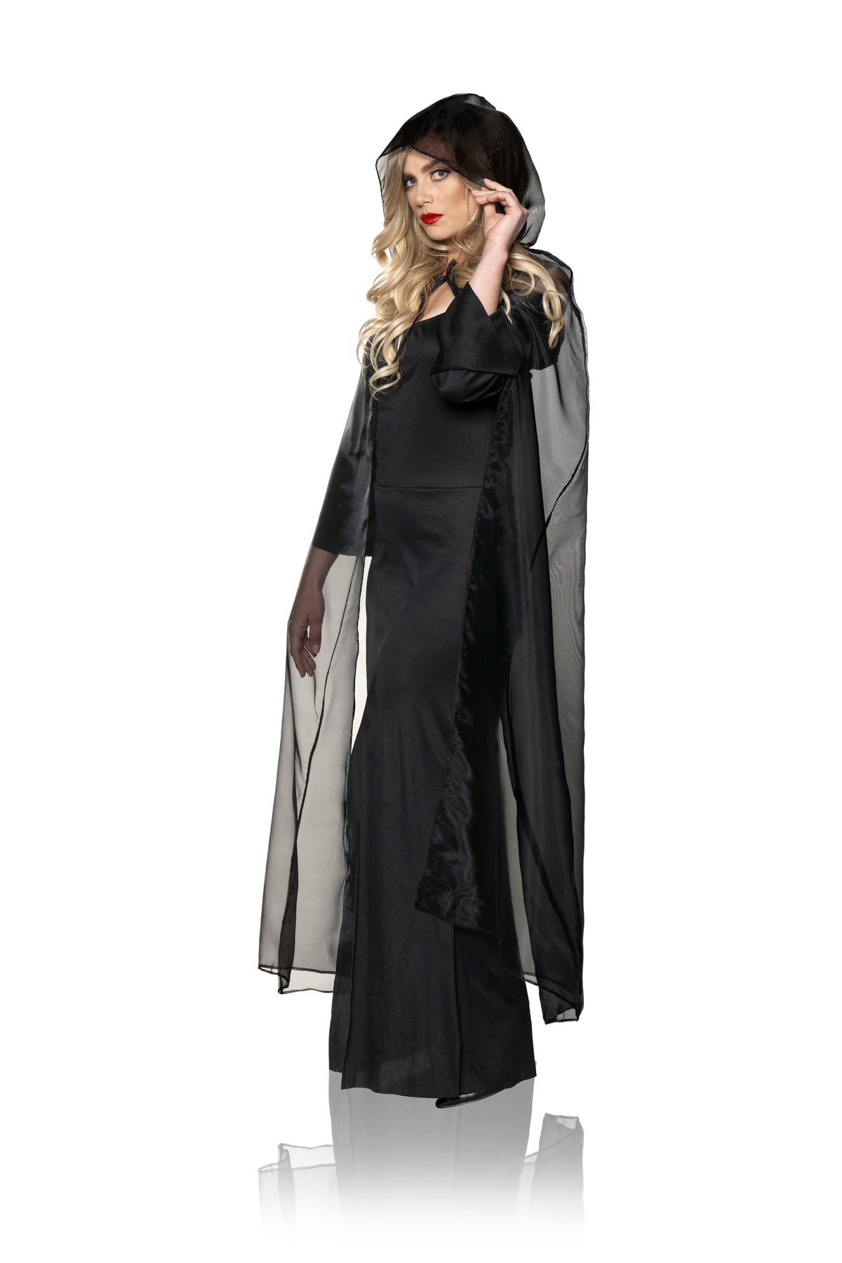 Red Chiffon Hooded Cape