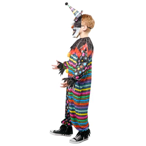 Neon Creepy Clown Kids Costume
