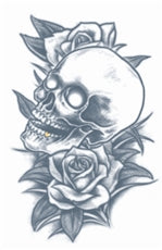 Skull and Roses Temporary Tattoo