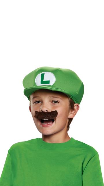 Luigi Hat and Mustache Set