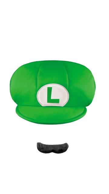 Luigi Hat and Mustache Set