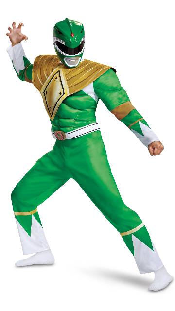 Men's Classic Muscle Power Rangers Green Ranger Classic Costume