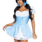 Gingham Dress w/ Lace Up Front & Split Skirt Accent BLUE/WHITE