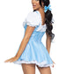 Gingham Dress w/ Lace Up Front & Split Skirt Accent BLUE/WHITE