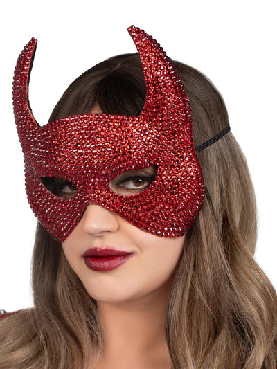 Rhinestone Devil Mask RED