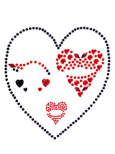 Queen Adhesive Face Jewels Sticker RED/BLACK