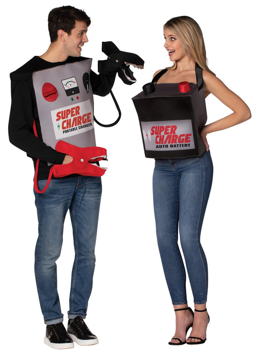 Battery & Jumper Cables Couples Halloween Costume, Adult One Size