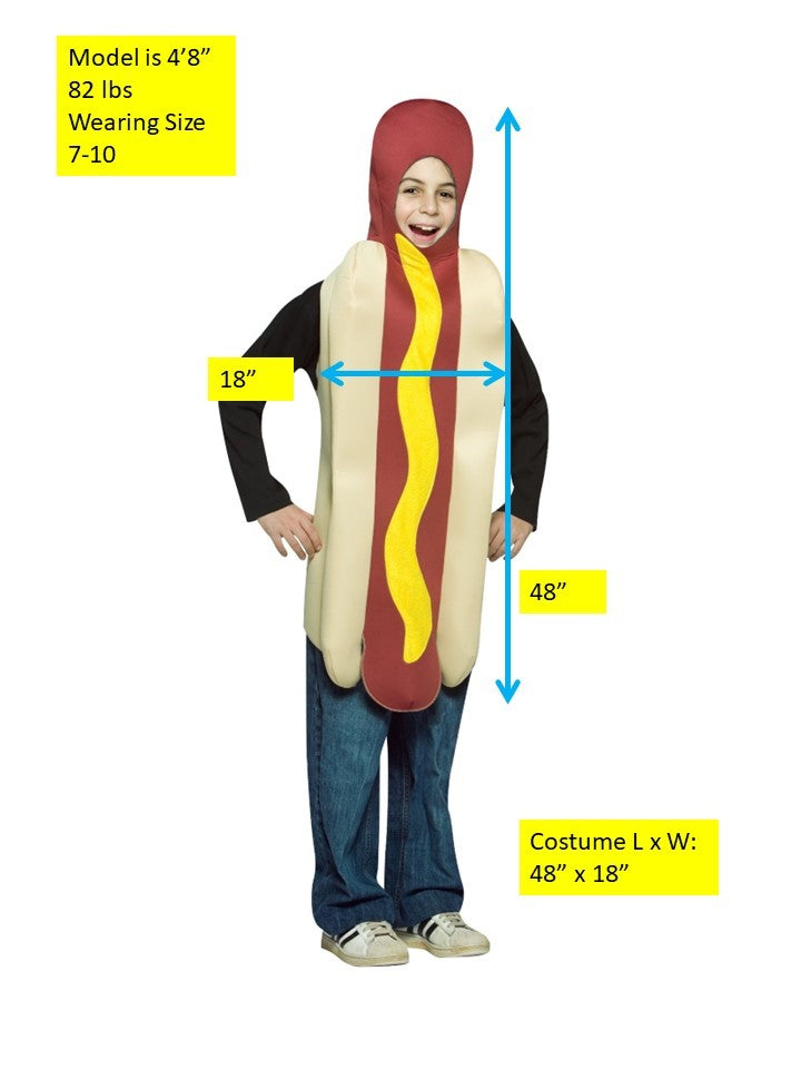 Hot Dog Costume, Child Size 7-10