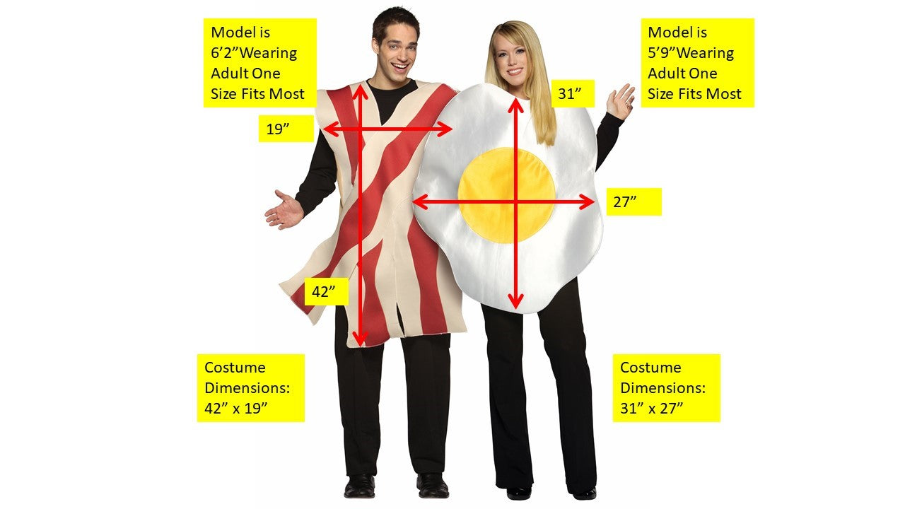 Bacon & Eggs Couples Costume, Adult One Size