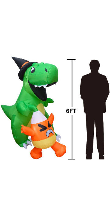 6ft Halloween Inflatable Dinosaur Catching Candy Corn - SoulofHalloween