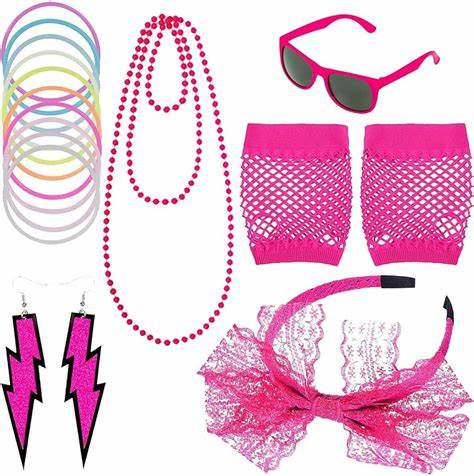 ADULT'S 80'S PINK COSTUME ACCESSORY KIT