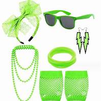 ADULT'S 80'S GREEN COSTUME ACCESSORY KIT