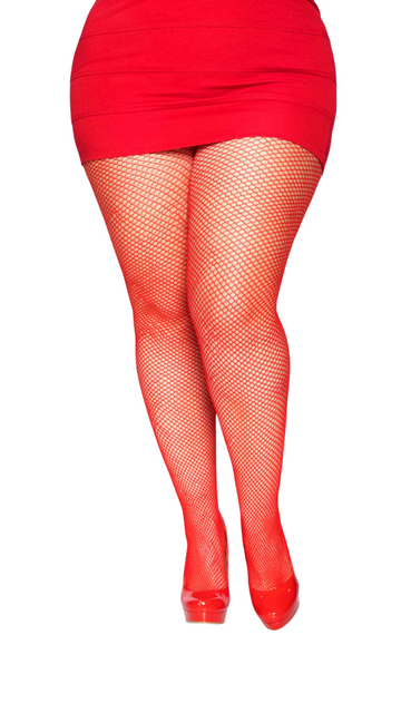 Risa Plus Nylon Fishnet Red Tights - SoulofHalloween