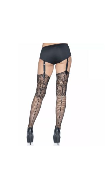 Adeline Lace Top Fishnet Stockings