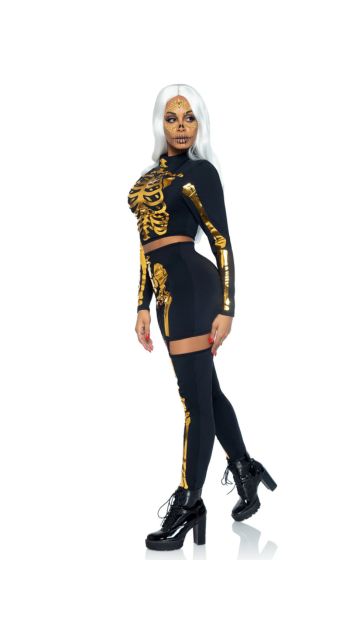 Golden Skeleton Crop Top and Skirt