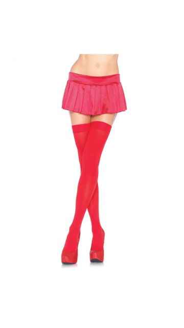 Luna Red Thigh High Stockings