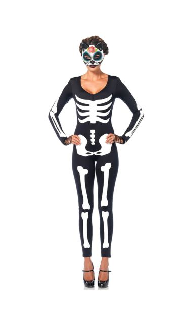 Printed Glow In The Dark Skeleton Catsuit