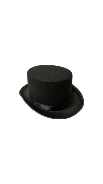 ADULT'S GENTLEMANS BLACK FELT TOP HAT