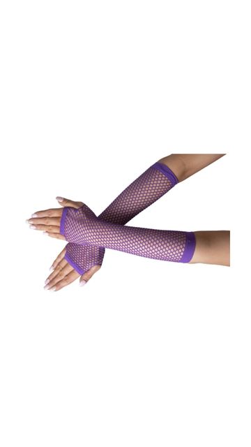 ADULT'S LONG DARK PURPLE FISHNET GLOVES