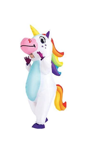 Adult Unisex White Unicorn Full Body Inflatable Costume-One Size