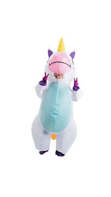 Adult Unisex White Unicorn Full Body Inflatable Costume-One Size