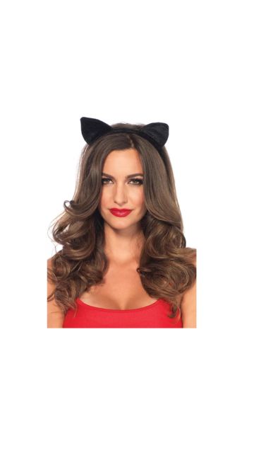 Velvet Black Cat Ears Costume Headband