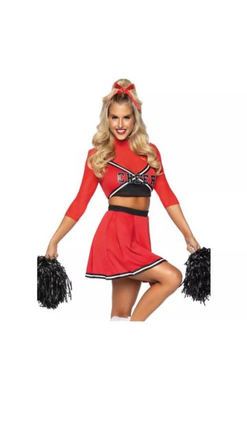 Varsity Babe Cheerleader Costume, 3Pc Plus Size Option Available