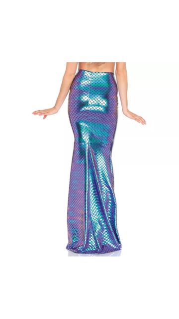 Teal Iridescent Scale Mermaid Maxi Skirt
