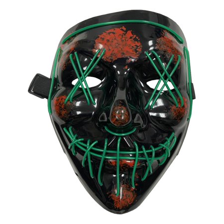 Cross Hatch Eyes Mask With Green Party Wire El Light Up Costume Accessory