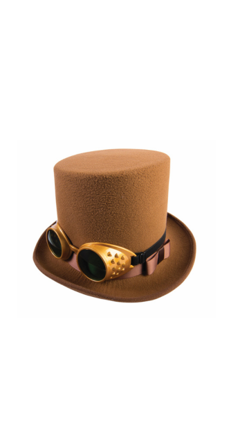 Steampunk Hat W / Goggles - Brown