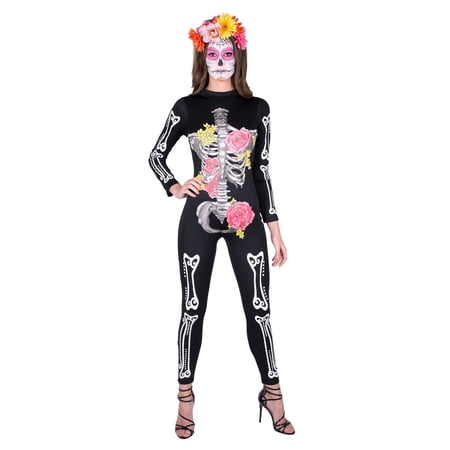 Day Of The Dead Skeleton Catsuit Women'S Costume