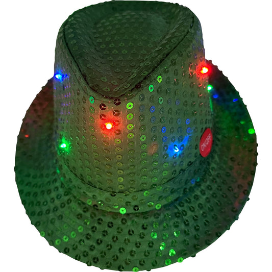 ADULT'S LED LIGHT UP SEQUIN FEDORA JAZZ HAT