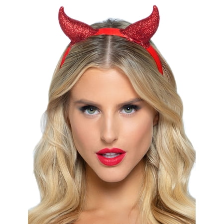 Latex Glitter Devil Horn Headband Red O/S